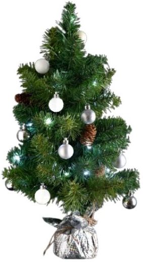 FEERIC LIGHTS Kerstboom 50 cm Wit met Sfeervolle Decoraties en 20 LED Lampjes