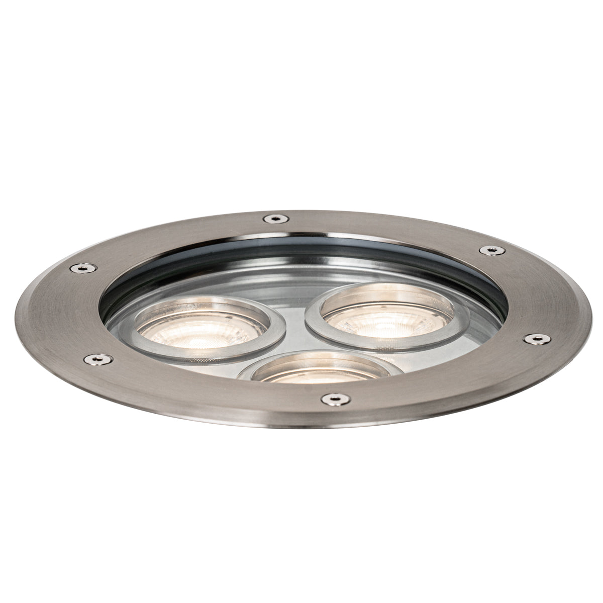 QAZQA Set van 3 moderne grondspots staal 3-lichts IP65 - Tribus