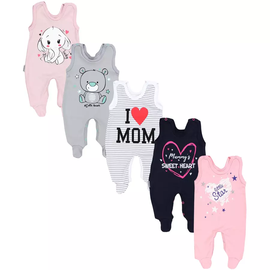 TupTam Baby Strampler mit Aufdruck Spruch 5er Pack rosagrau