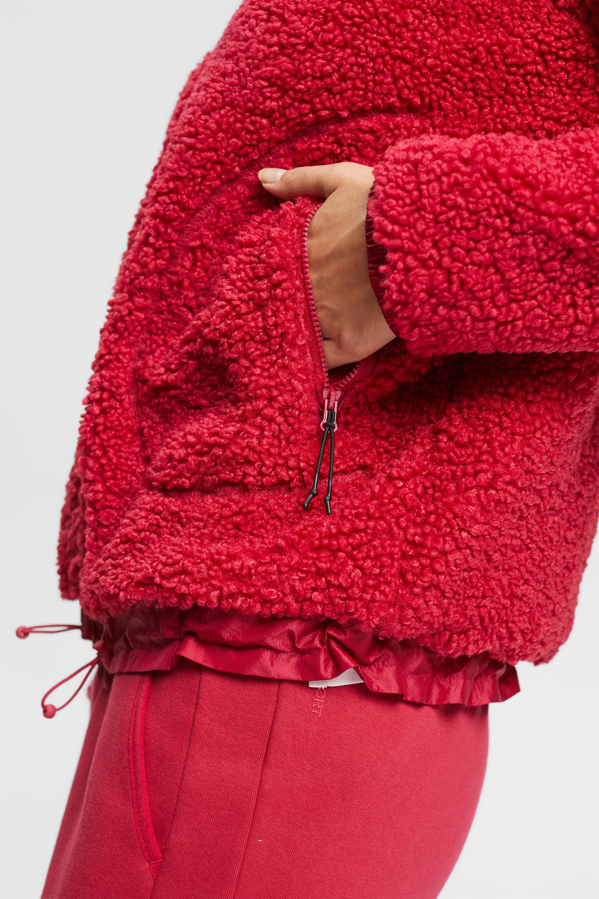 Cardigan zippé en polaire peluche à capuche