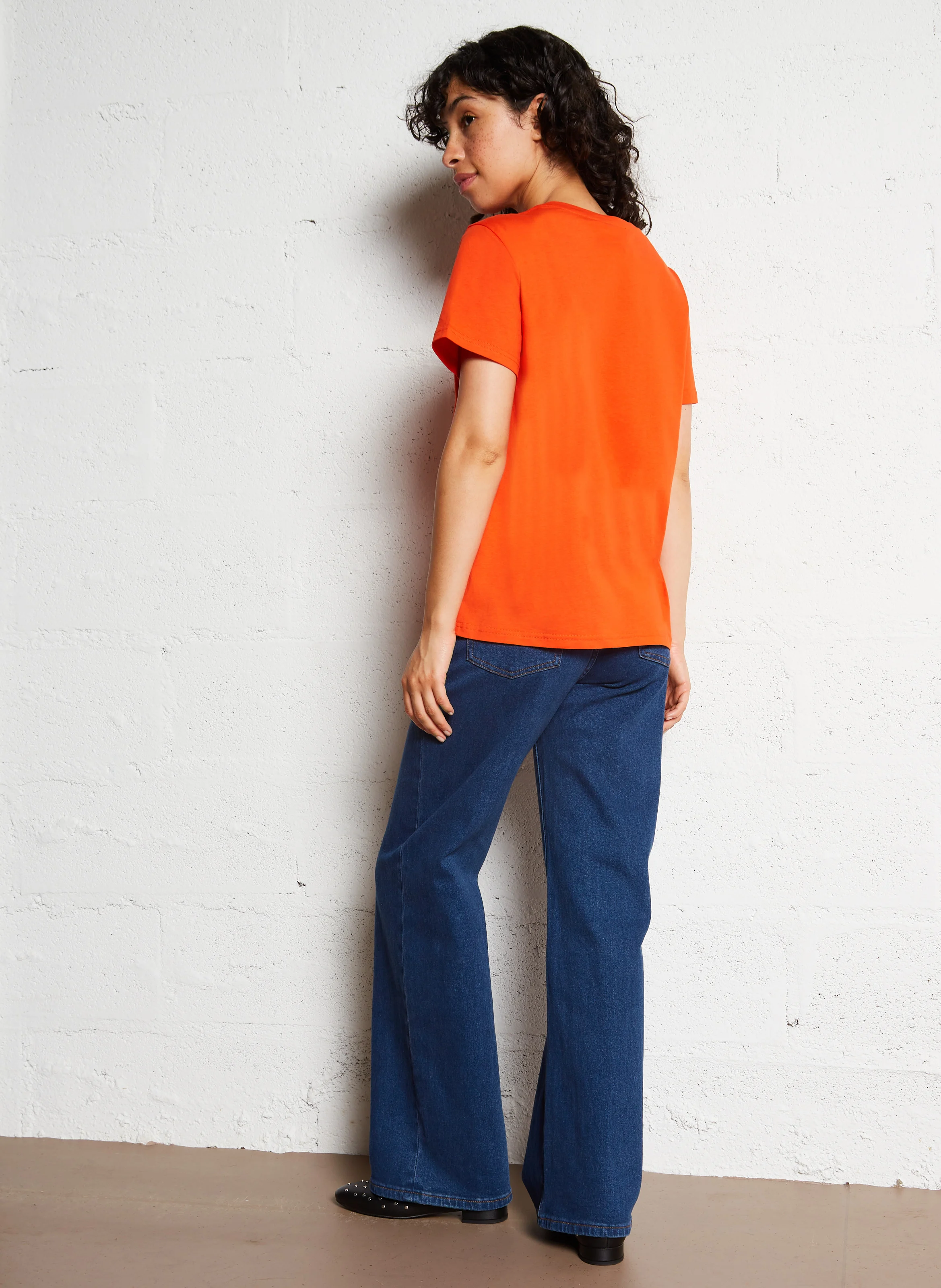 TRACY - Tee-shirt droit col rond en coton | Rouge