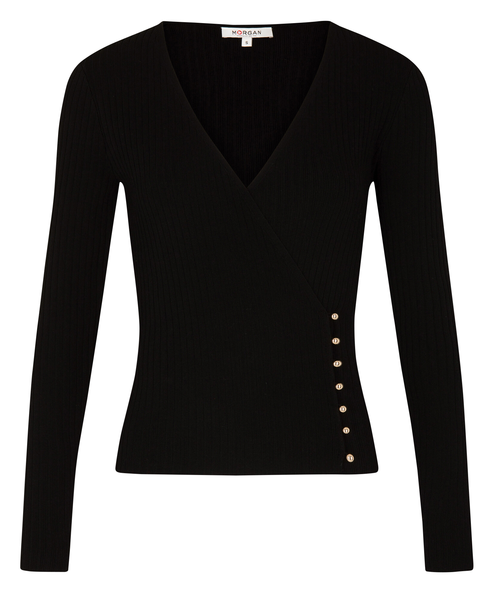 MCAT - Pull ajusté col cache-coeur en maille| Noir