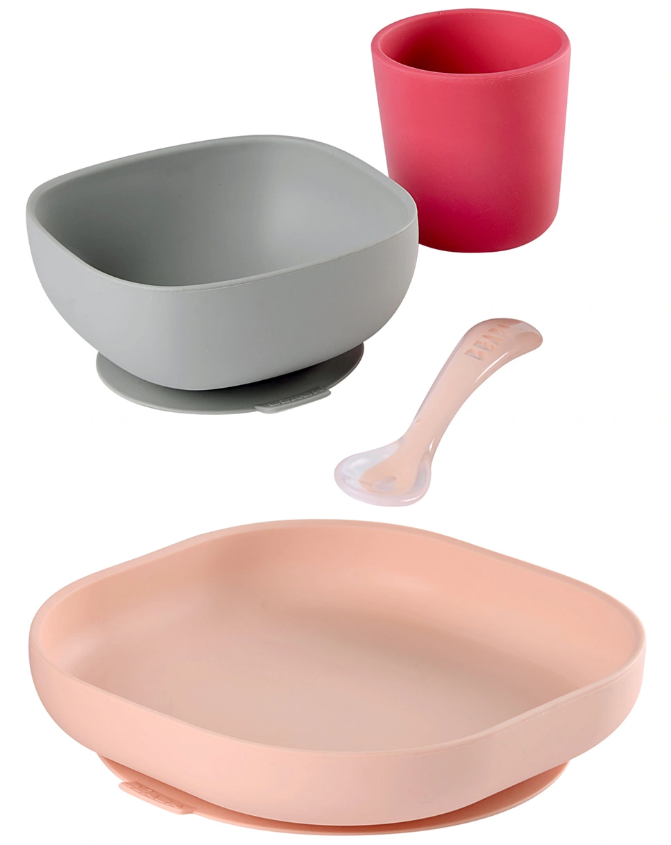 Silikon-Geschirrset BIG MEAL 4-teilig in old pink