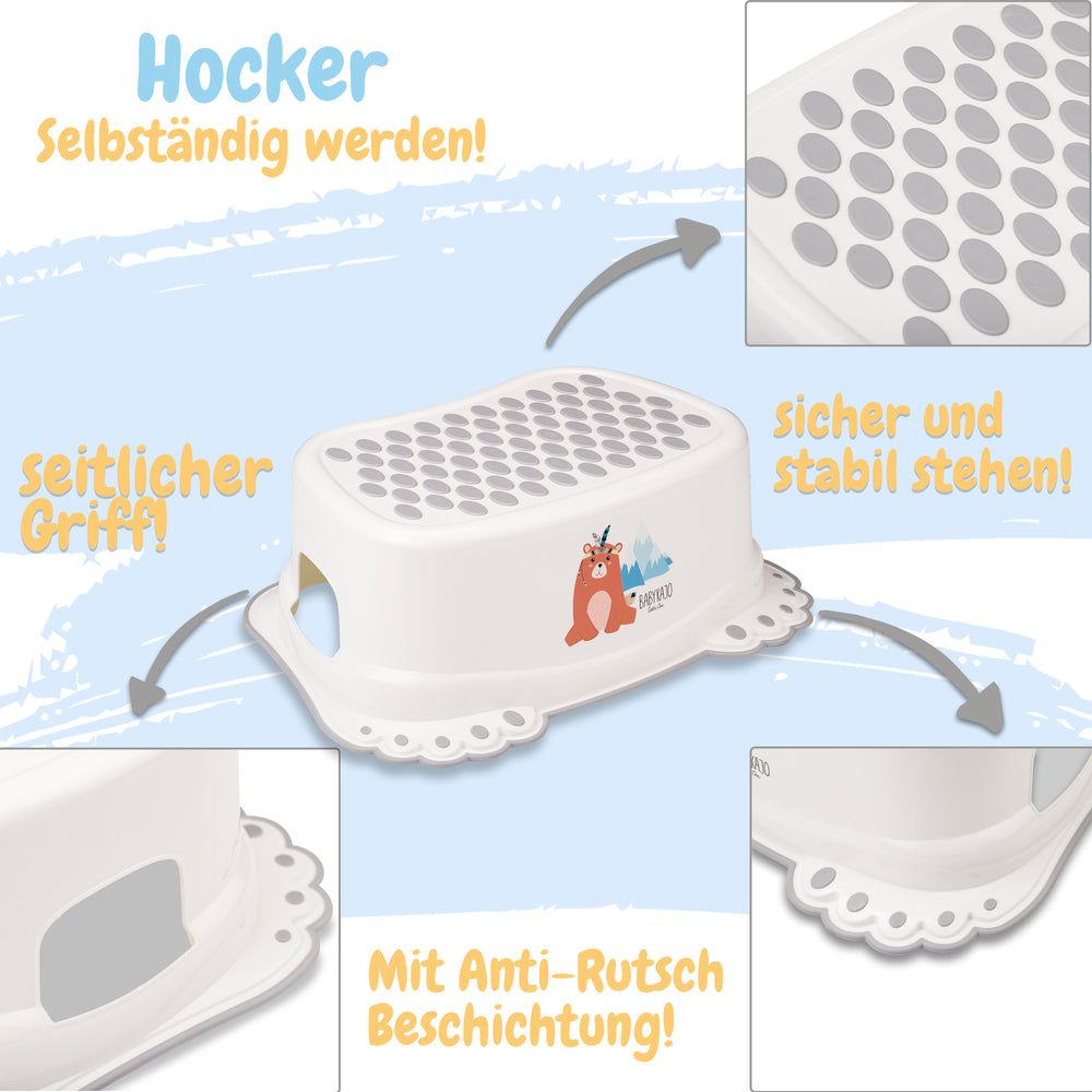 Babykajo Kinder Hocker - Tritthocker mit Anti-Rutsch Beschichtung.