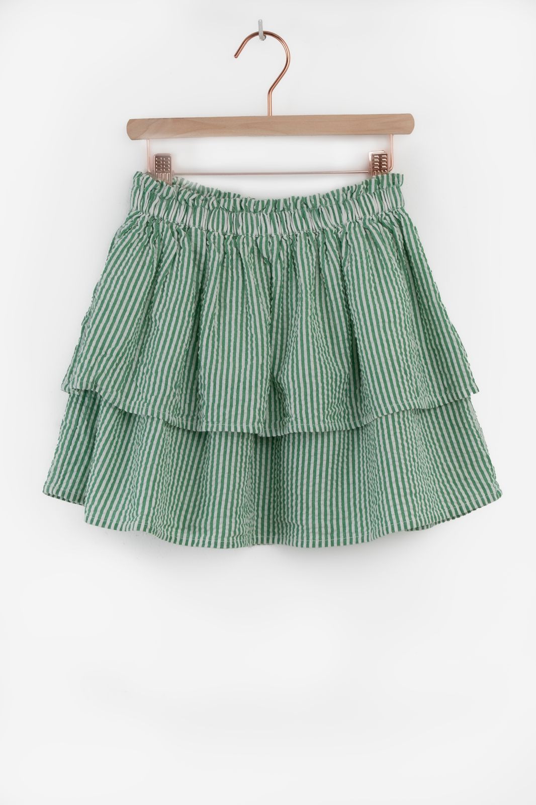 Groen gestreepte ruffle rok