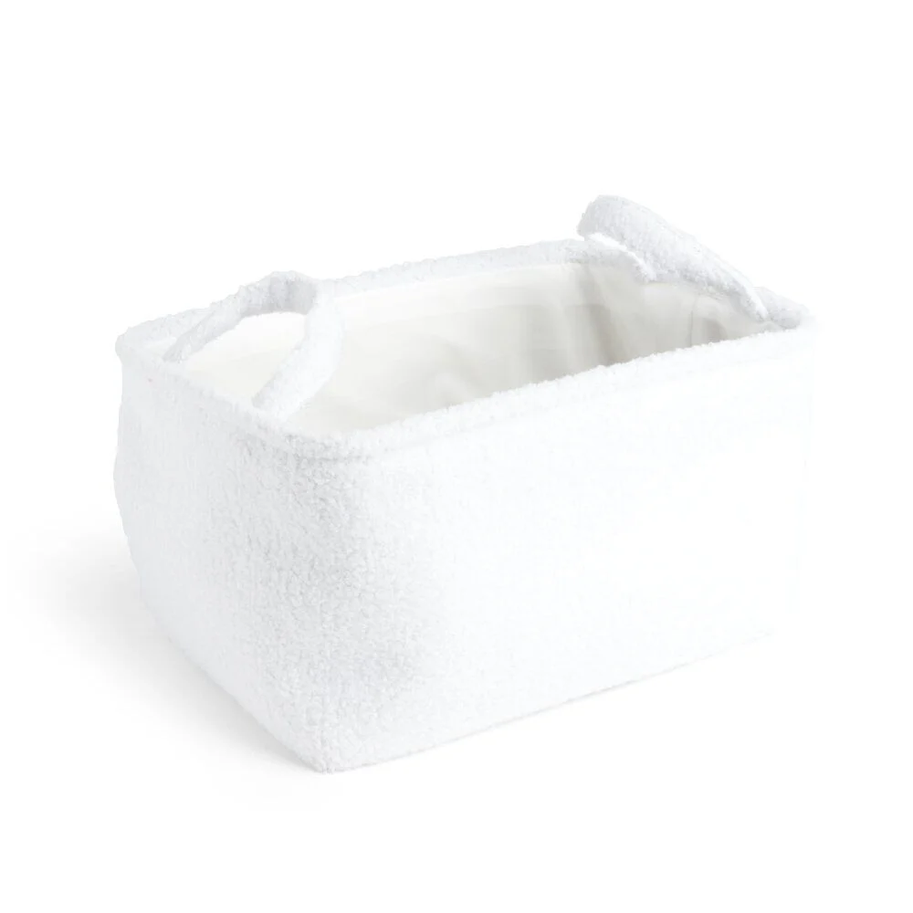 Panière laine bouclée blanche 36x26xH20cm