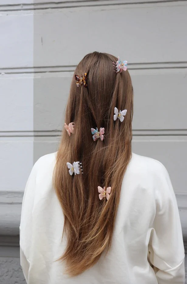Pico  Small Butterfly hårklemme - Peach