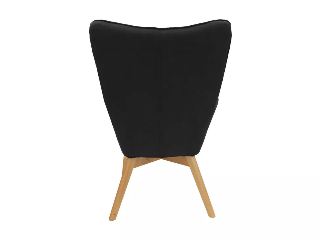 HAYNA - Fauteuil Noir et Piétement Naturel