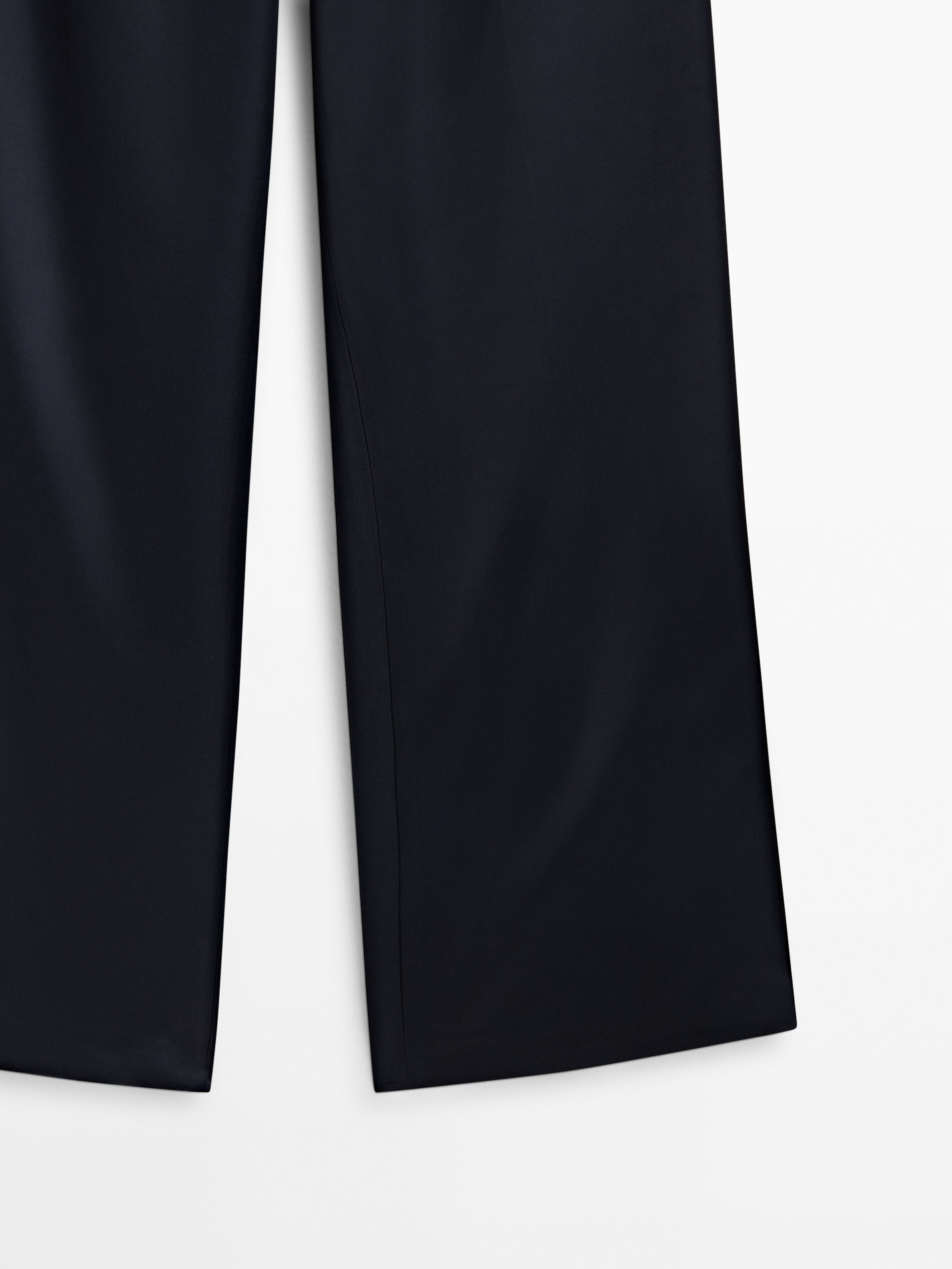 Calça reta de cetim azul marinho - AZUL MARINHO