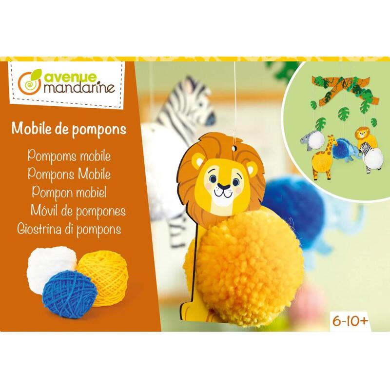 Boîte créative, Pompons, Animaux de la savane - Multicolore