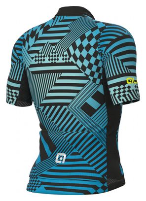 Maillot Manches Courtes Alé Checker Bleu Clair