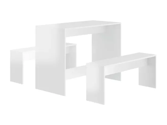 Ensemble à manger 3 pcs Blanc brillant Bois d'ingénierie