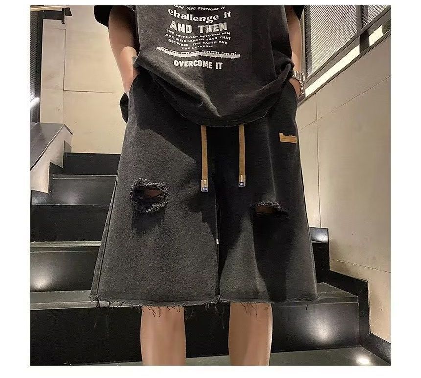 Acrius - Mid Rise Washed Denim Shorts