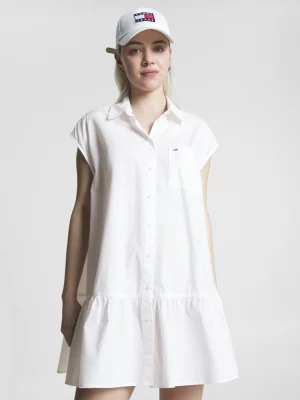 Vestido camisa de manga curta com patch de bandeira