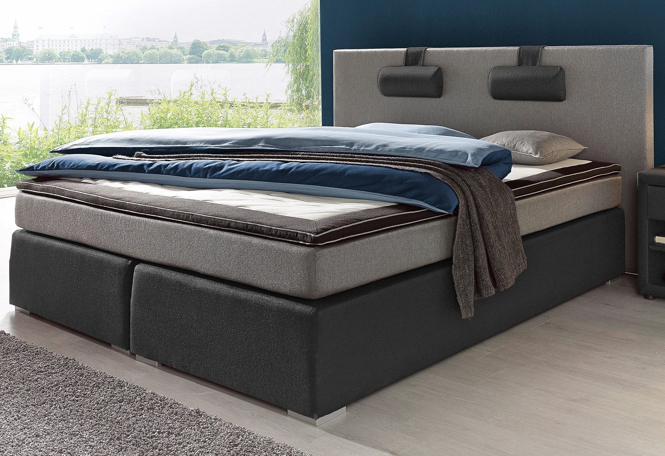 ATLANTIC home collection Boxspringbett »Rick« mit Bonnell-Federkernmatratze, inkl. Topper