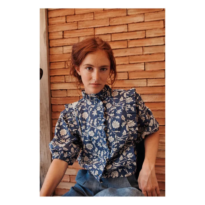 Emile et Ida Blouse Zolia Fleurs - Collection Femme | Bleu