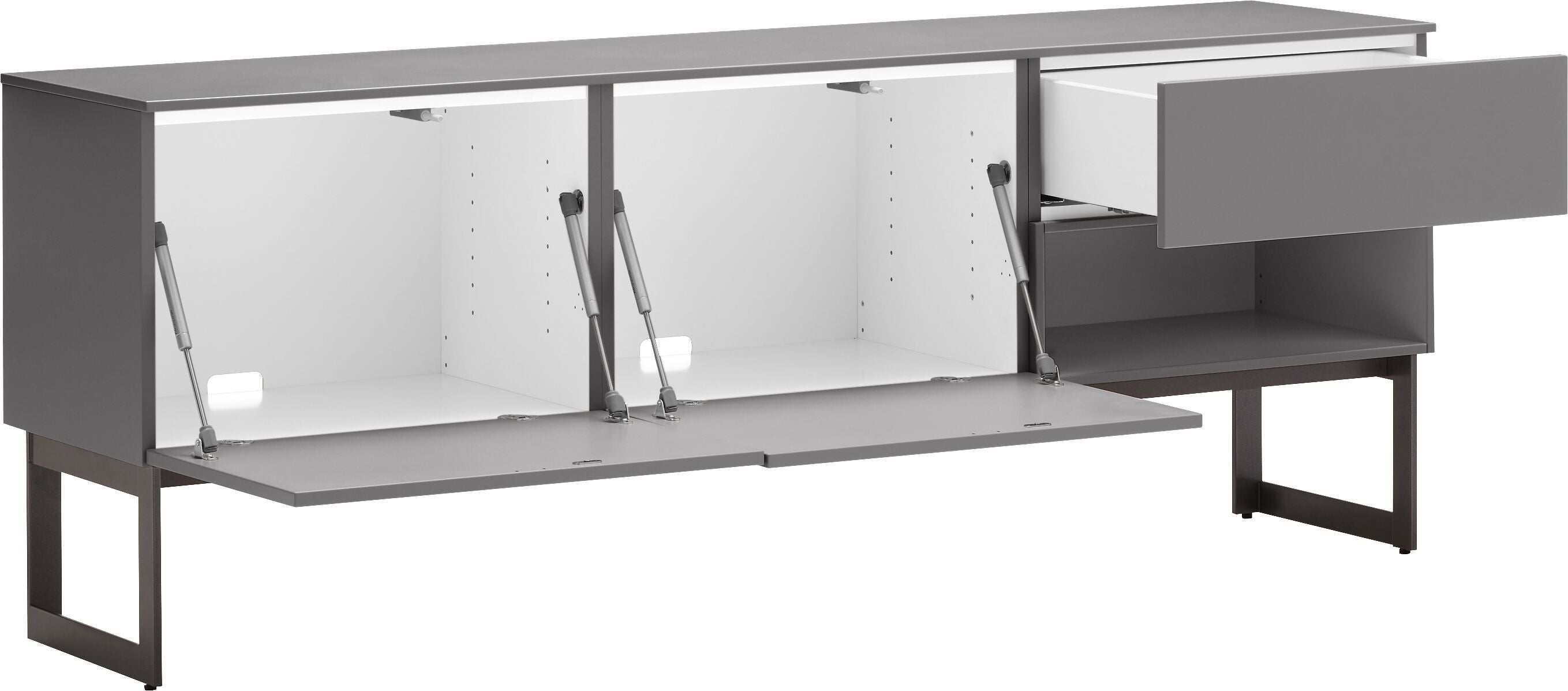 TILL Lowboard - Mittelgrau / B: 168.0 cm x T: 41.0 cm x H: 64.6 cm