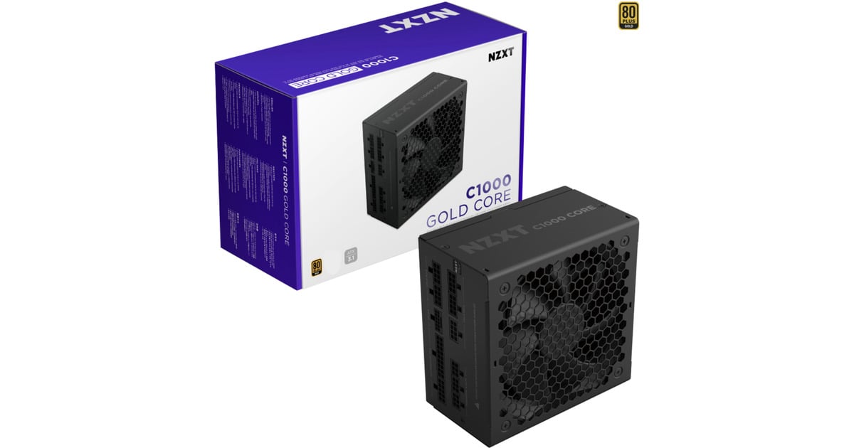 NZXTC1000 Gold Core modulaire 1000 watt voeding   (Zwart, 1x 12V-2x6, 3x PCIe)