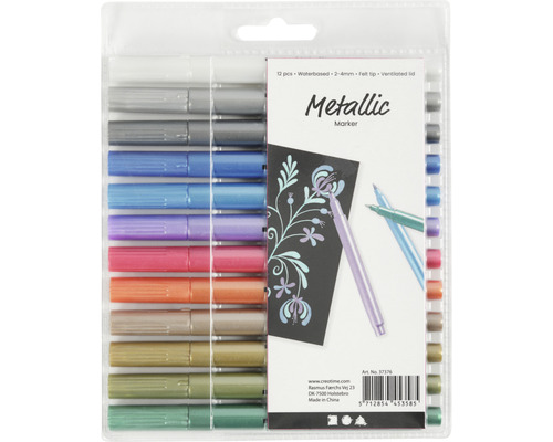Metalen markers, 12 stuks