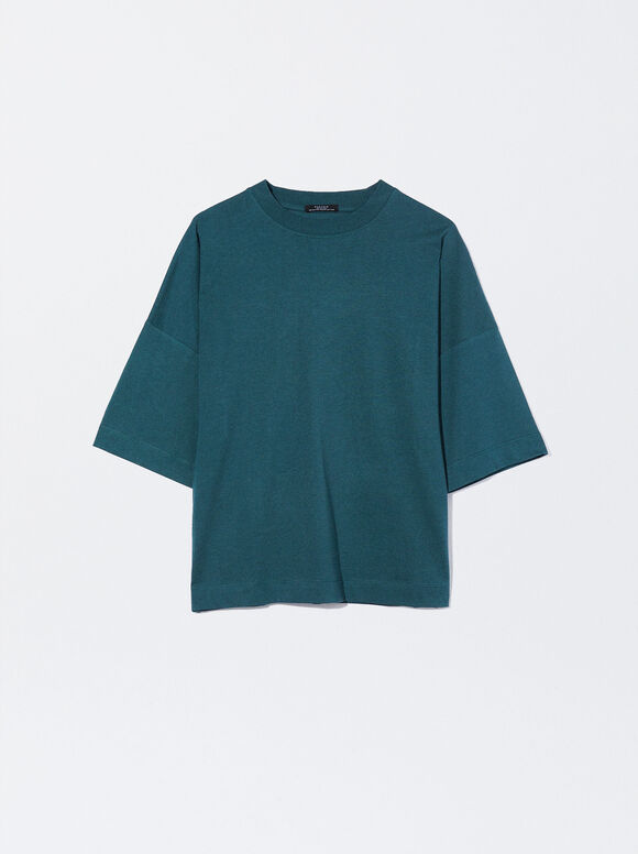 Camiseta de gola redonda - Verde