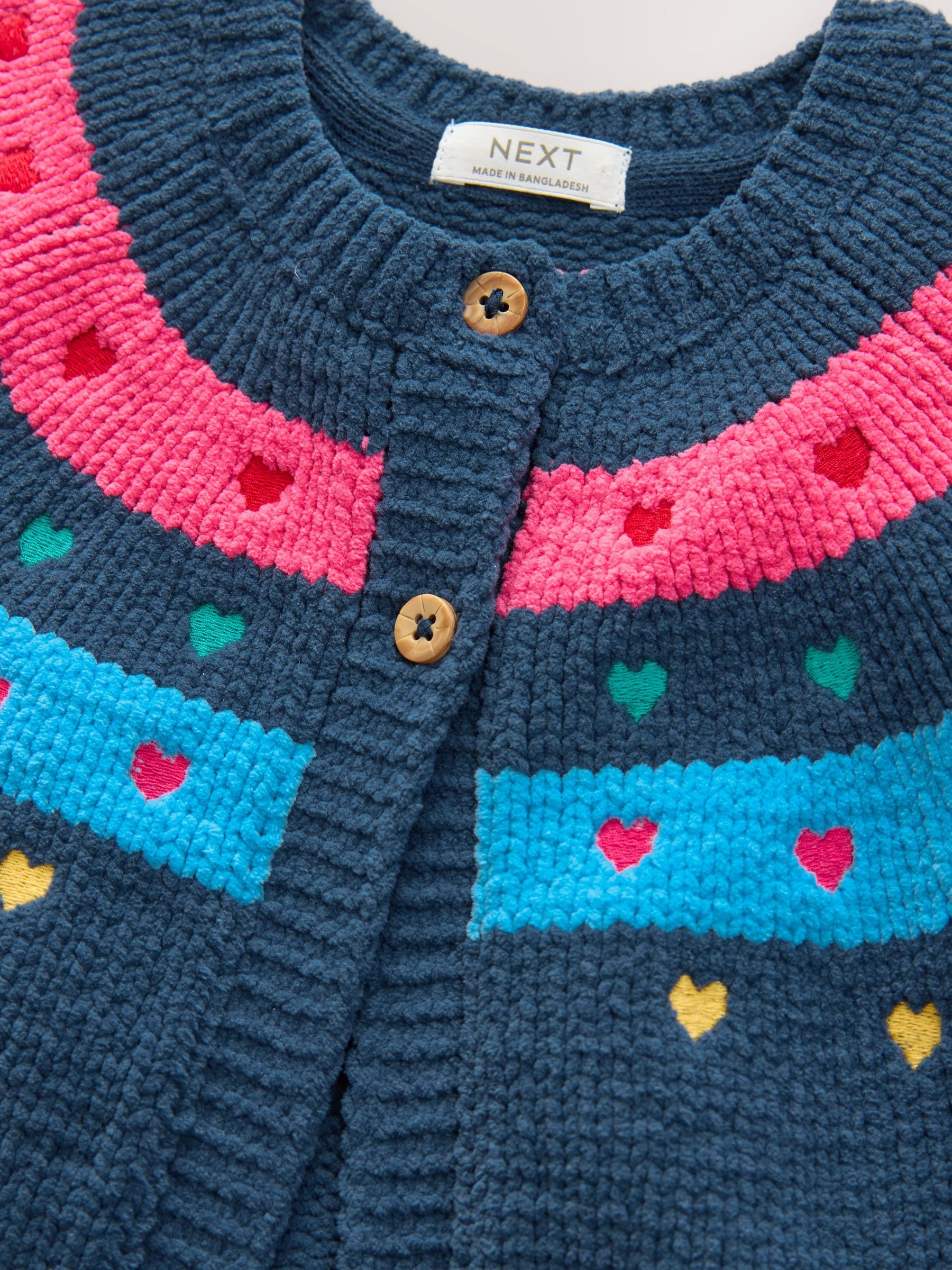 Marineblauw - Gebreid vest met hartjesprint (3mnd -7jr)