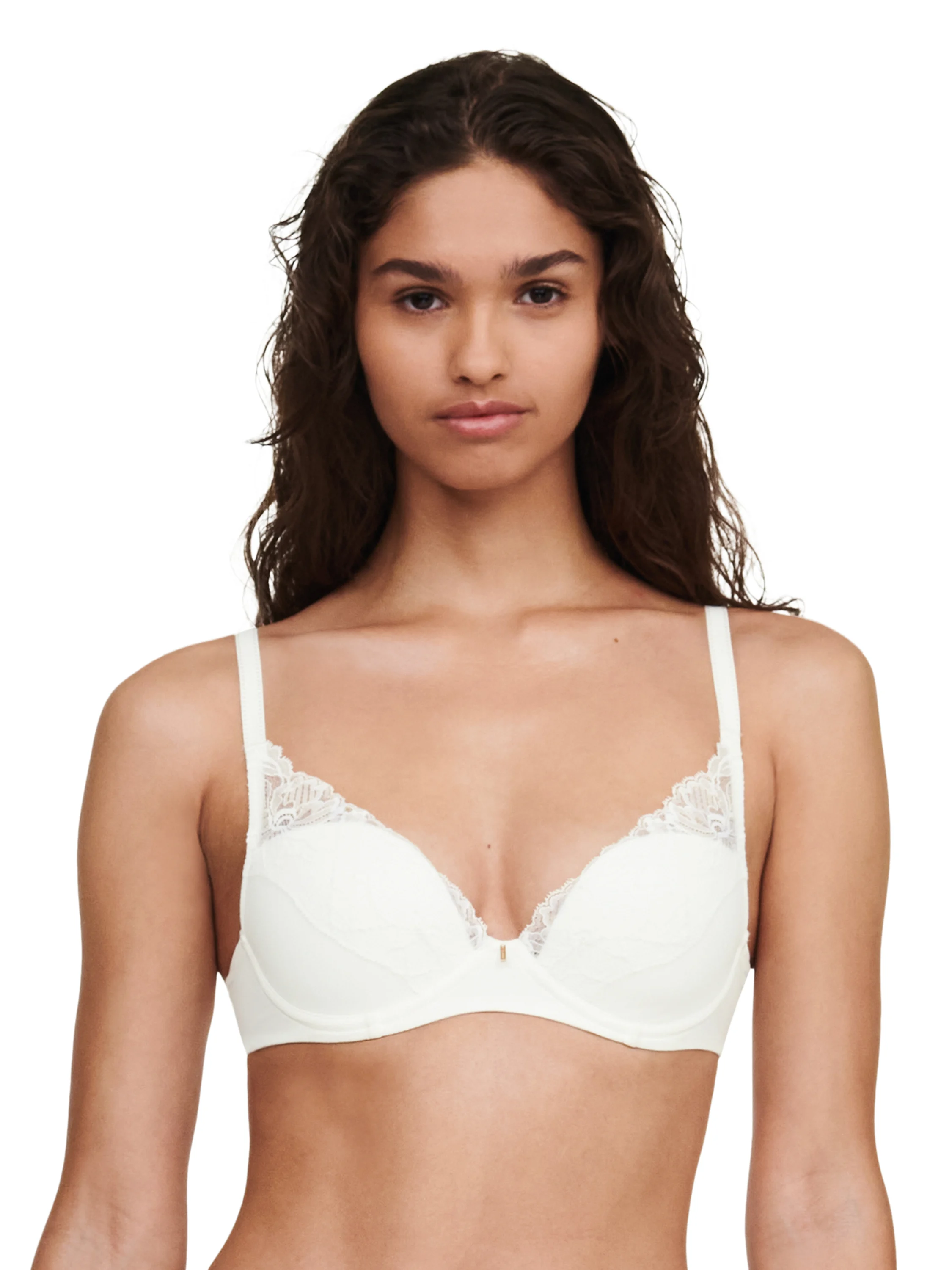 ORANGERIE DREAM - Soutien-gorge coques plongeant avec dentelle de leavers | Beige