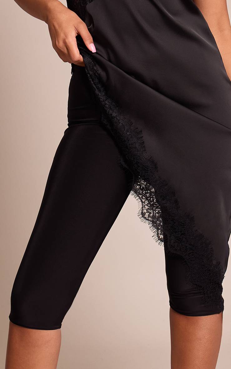 Noir Capri Double Couche En Tissu Slinky