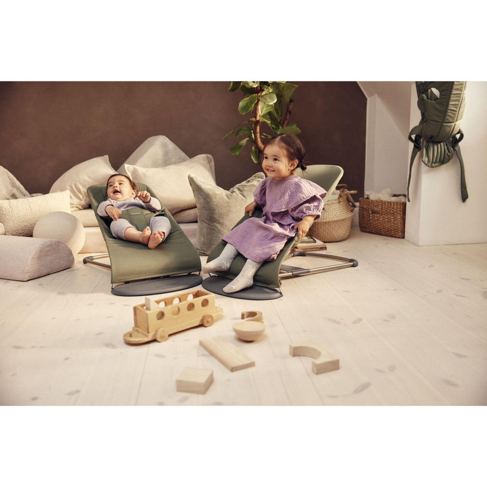 Køb BabyBjörn Dark Green Skråstol Bliss - Vævet, Blomsterbladsquilt