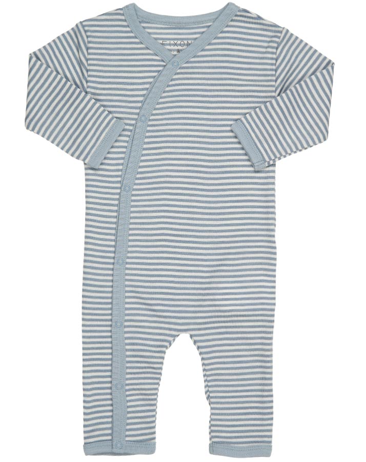 Strampler JOY STRIBE mit Seide in blau/weiß