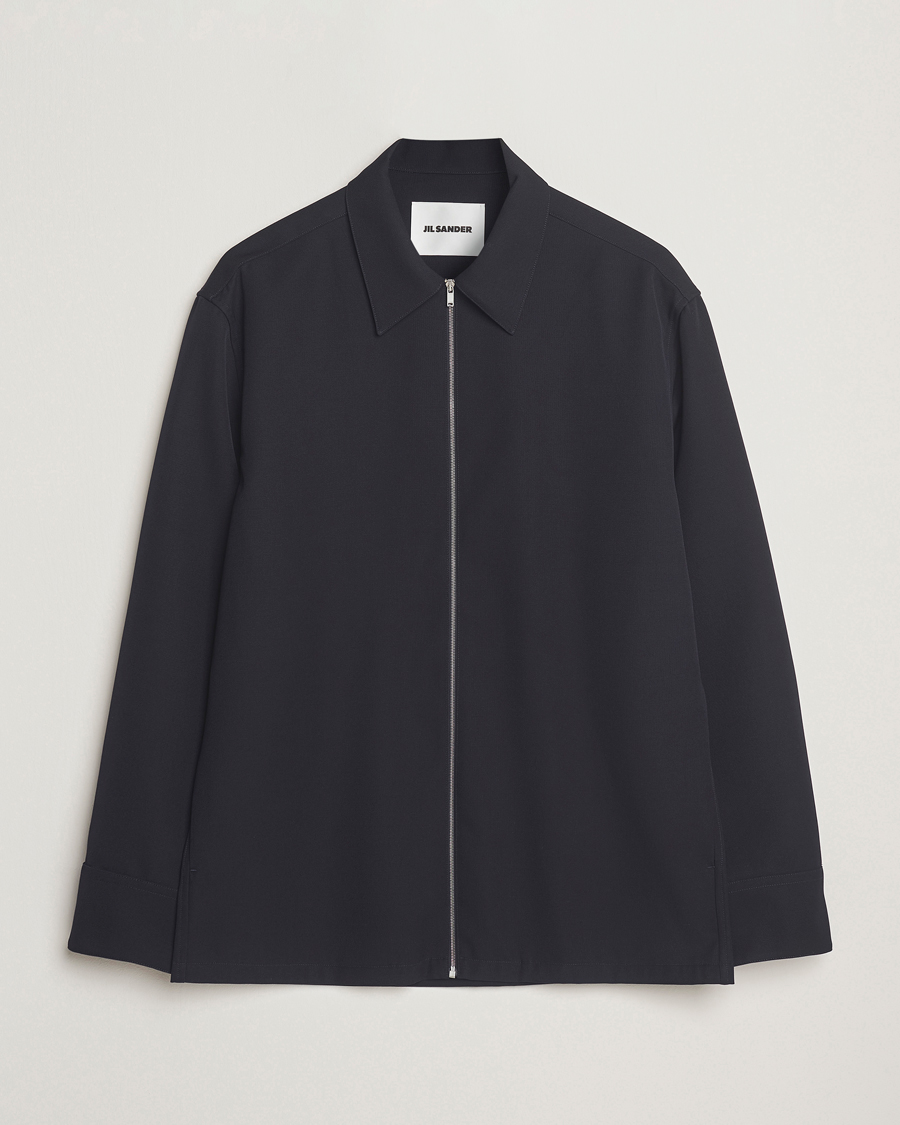 Jil Sander Wool Zip Overshirt Navy