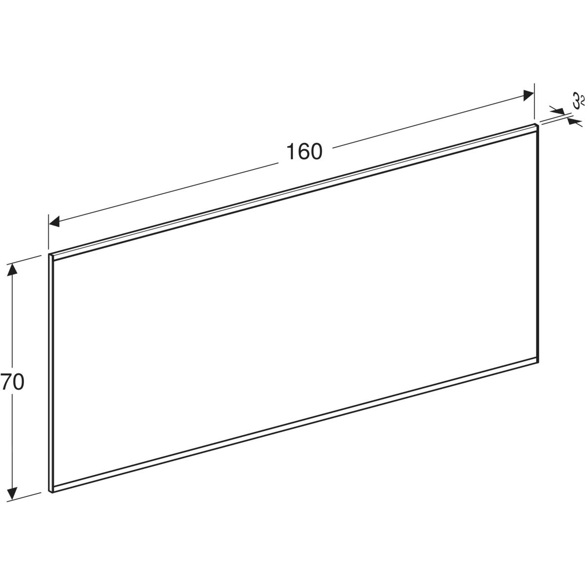 Geberit Option spiegel met verlichting en verwarming 160x70cm zwart