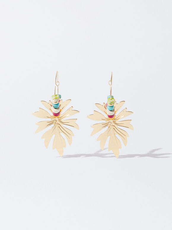 Brincos de argola em formato de folha - Multicoloridos