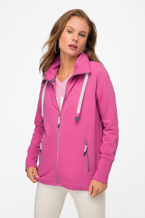 Sweatjacke, Stehkragen, Zipper, Langarm