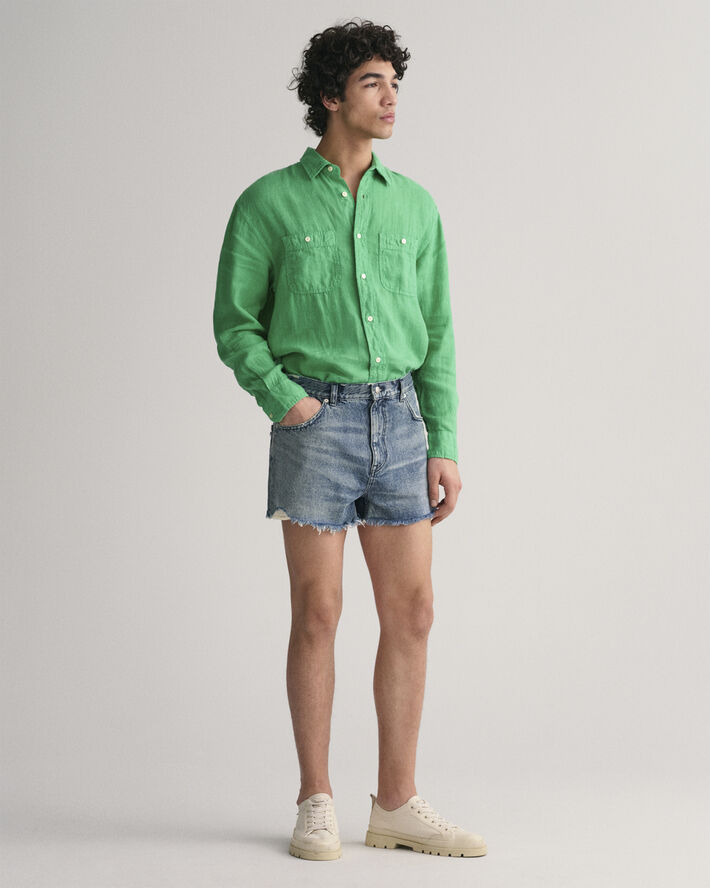 Gant RAW HEM JEANS SHORTS Semi light blue worn in
