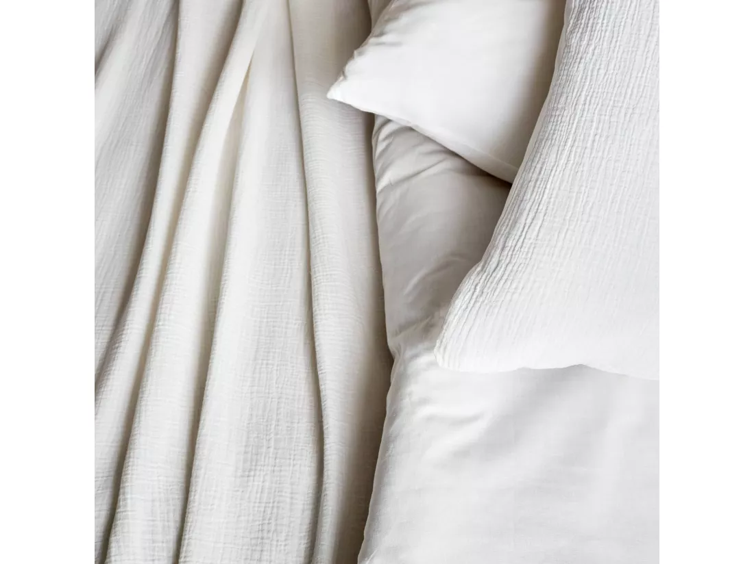Parure de lit gaze de coton / coton. 2 places. 1 housse de couette avec 2 taies d'oreiller 260 x 240 cm