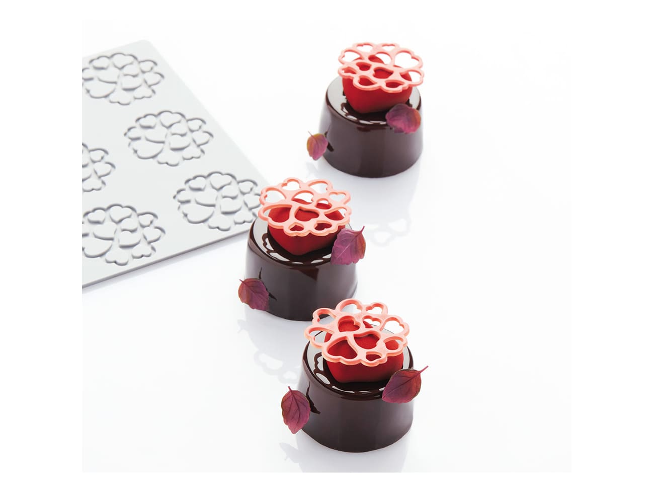 Moule silicone Pavodécor - Décor petits coeurs - 15 empreintes - Pavoni