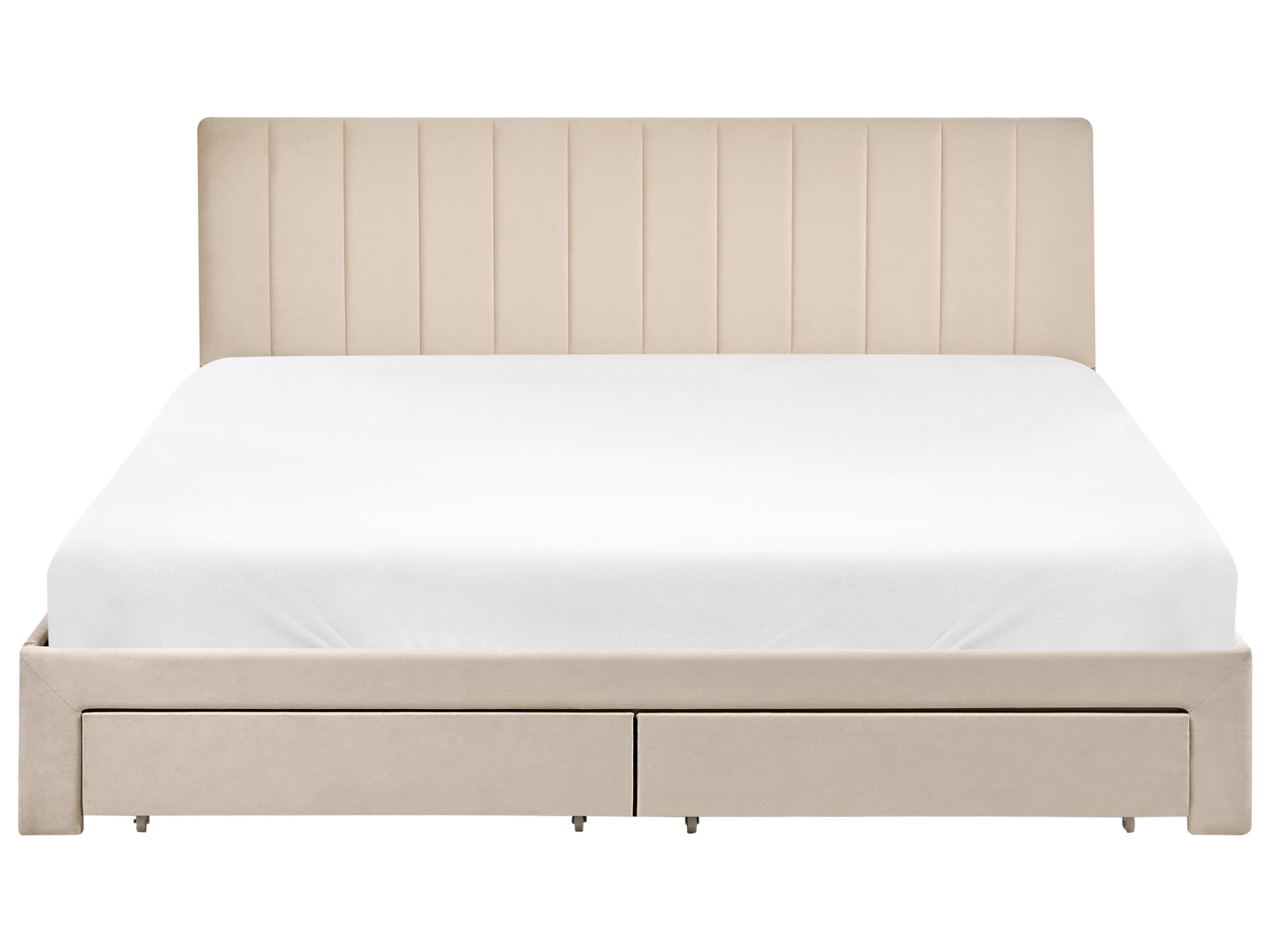 Bed met opbergladen Fluweel LONZAC 180 x 200 cm Beige