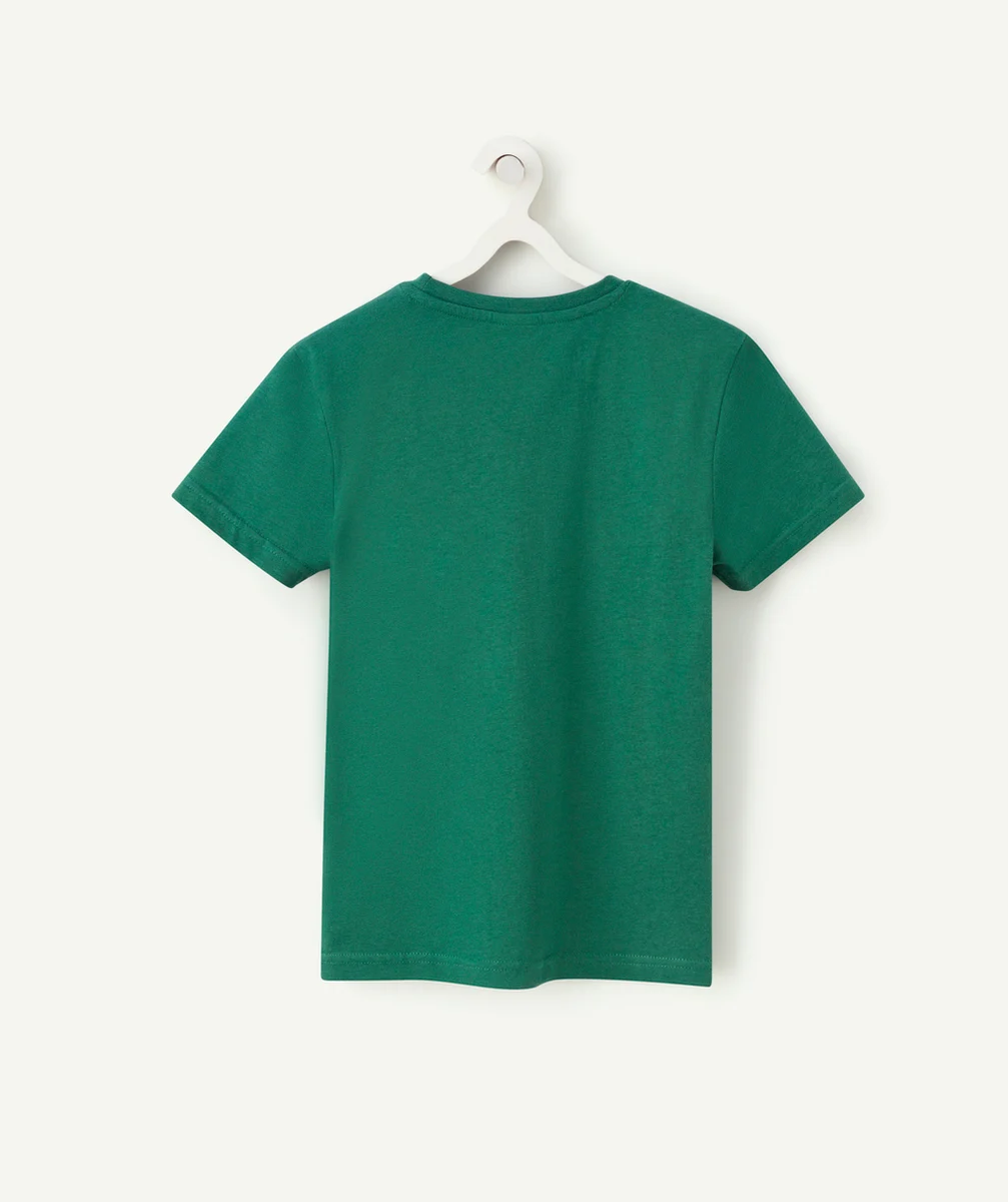 T-SHIRT MANCHES COURTES GARÇON VERT FORÊT AVEC POCHE
