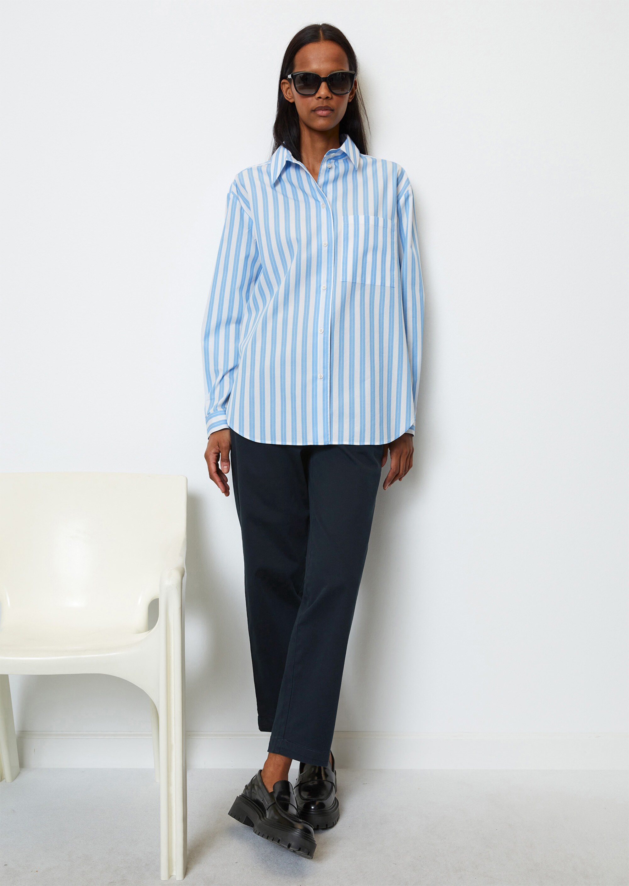 Gestreifte Boyfriend-Bluseaus reinem Organic Cotton