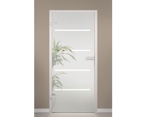 Pertura glazen deur Runa 4-streeps design 83,4 x 197,2 x 0,8 cm DIN links voor Studio fitting
