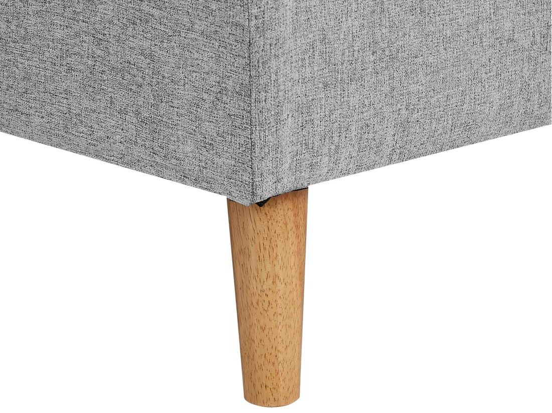 Canapé d'angle convertible et réversible en tissu gris clair avec coffre de rangement KORI