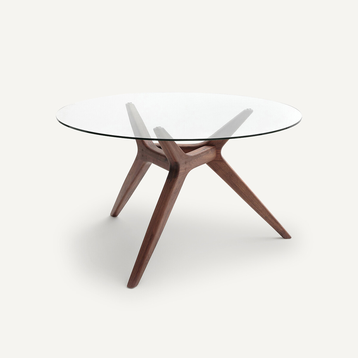 AM.PM<br>Mesa redonda com 130 cm de diâmetro, em vidro e nogueira, Maricielo