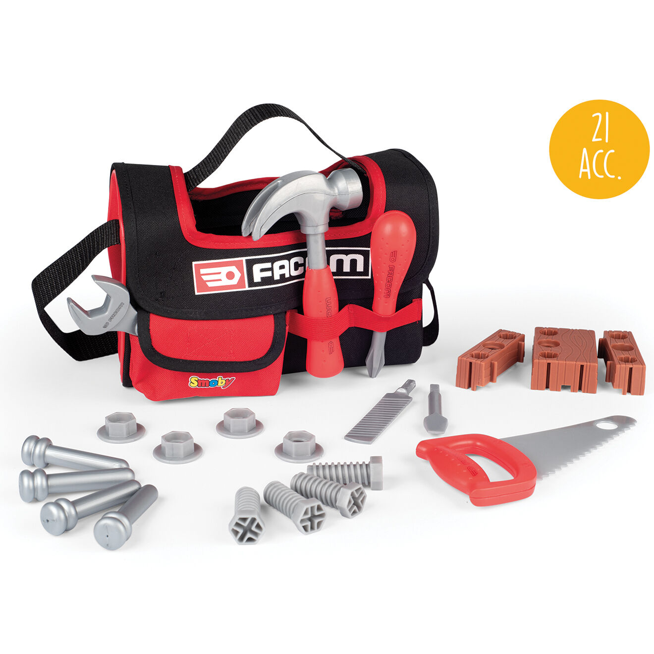 Smoby Caisse à outils en tissu rouge - 33x32x59 cm