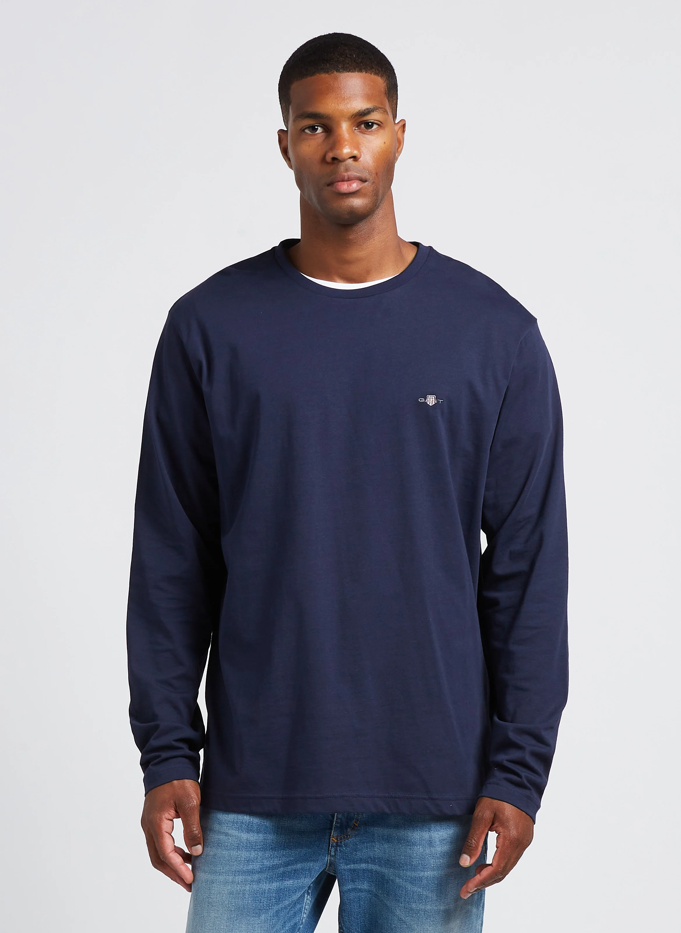 Tee-shirt col rond regular-fit en coton| Bleu