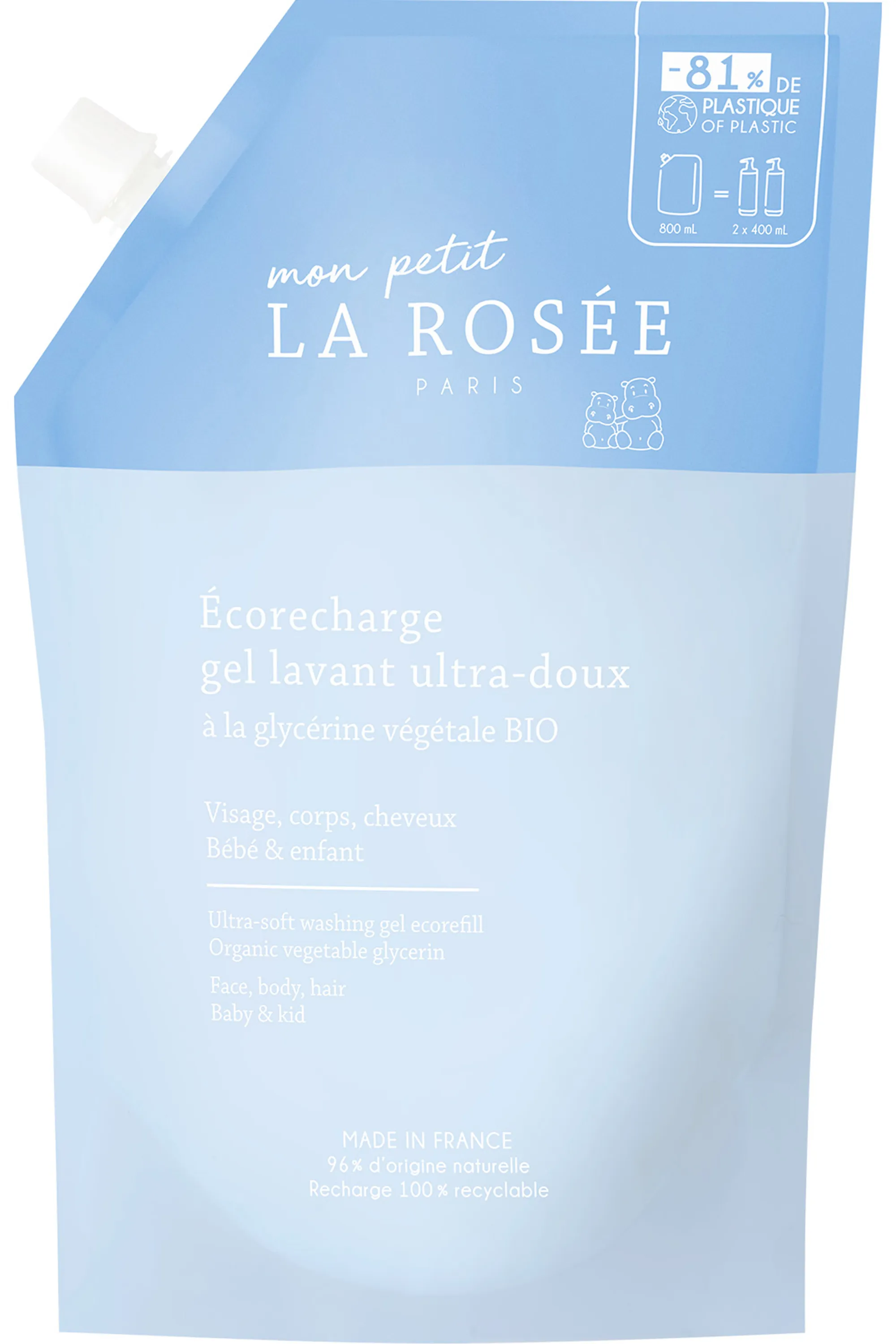 La Rosée Gel lavant ultra-doux bébé enfant visage, corps & cheveux rechargeable-400 ml
