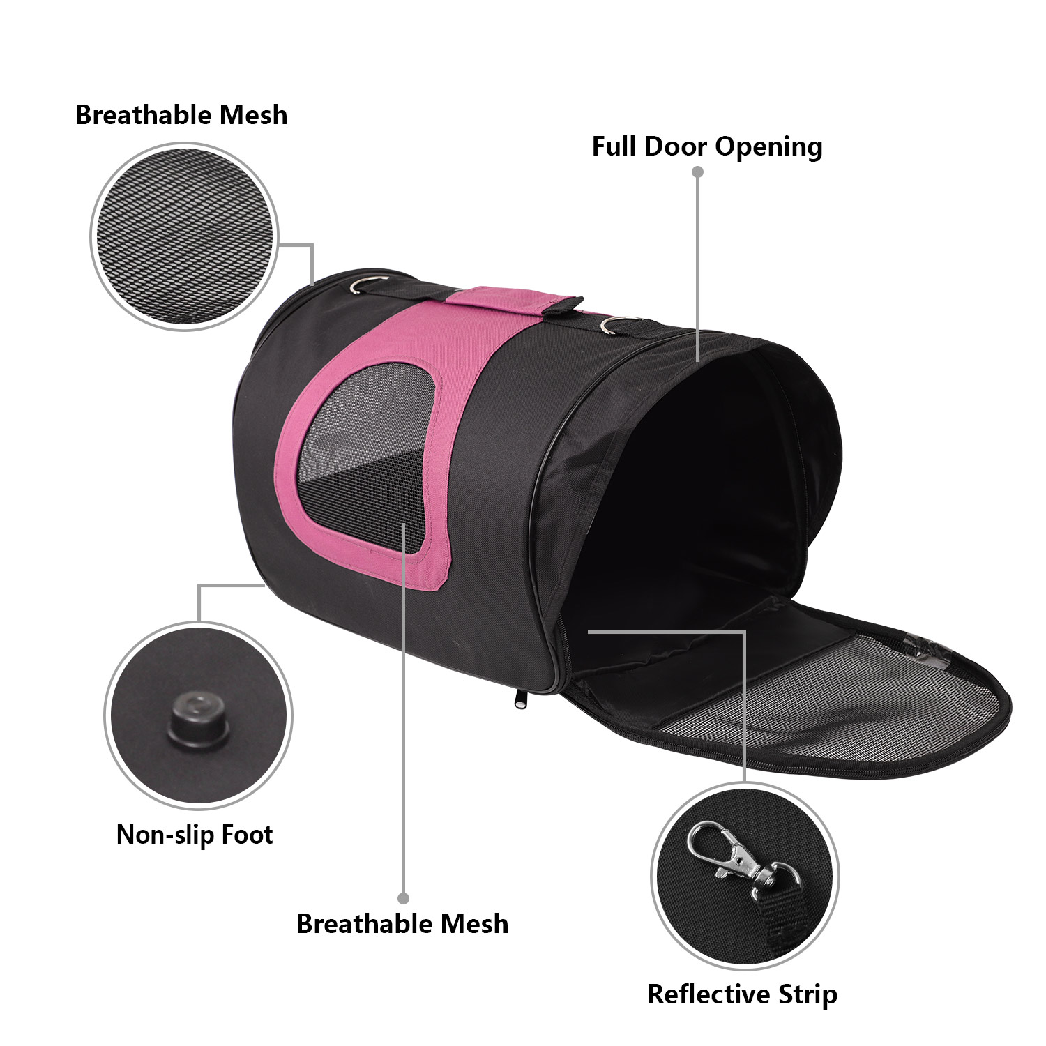 Bolsa de transporte para animais de estimação Nobleza, em tecido Oxford, ideal para cães, gatos ou pequenos animais. Tamanho pequeno, cor rosa, 34 cm de comprimento.