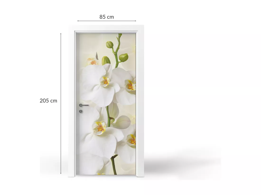 Stickers de porte autocollants - Orchidées blanches 85x205 cm