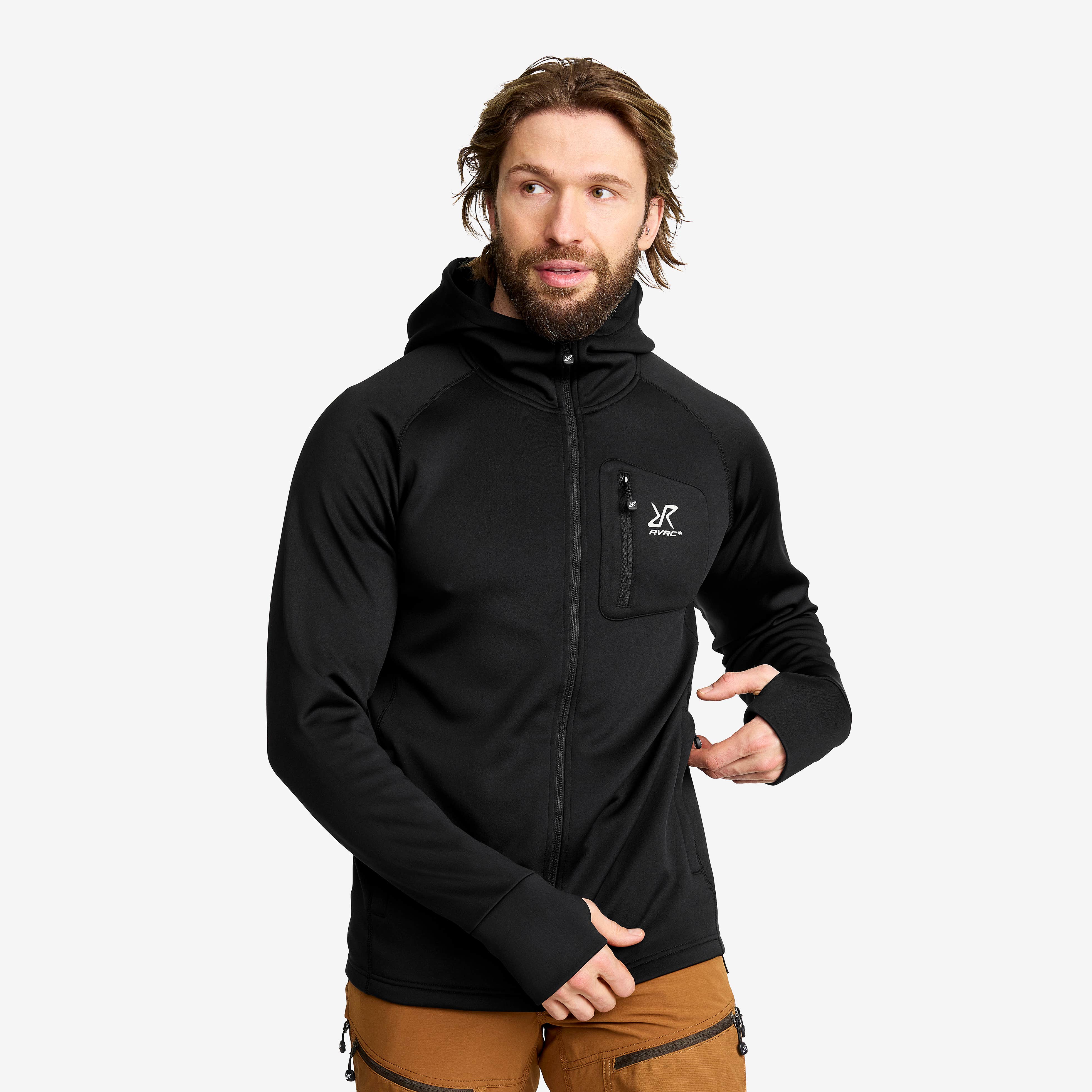 Evolution Stretch Fleece Hoodie Herre Black