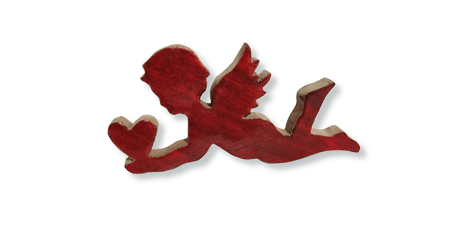 Holz-Aufsteller 'Amor', rot, B 24 cm, H 11 cm, T 2 cm von fischer's lagerhaus