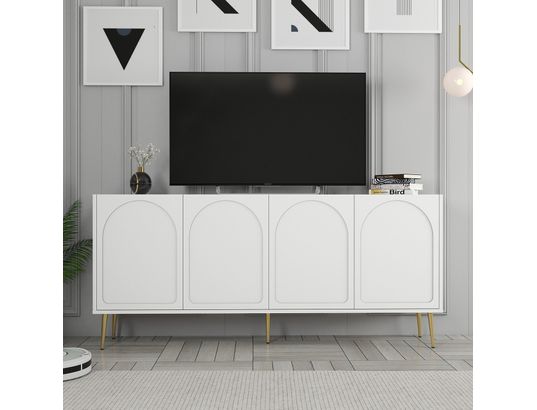 CONCEPT1 - Bahut Lyon blanc or 180 x 35 x 80cm